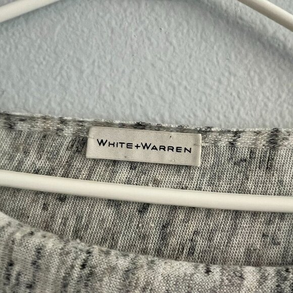 White + Warren Two‎ Way Angled Topper Poncho Gray Heather Linen Blend One Size - Picture 6 of 9